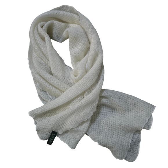 Lauren Ralph Lauren Mohair Blend Waffle Weave Off White Scarf - Picture 1 of 9